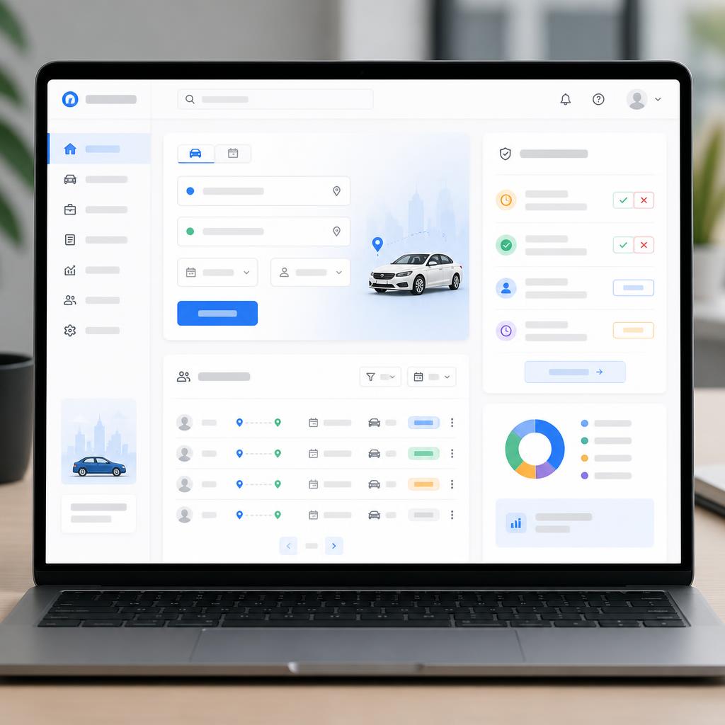 Branded corporate booking platform on laptop and phone